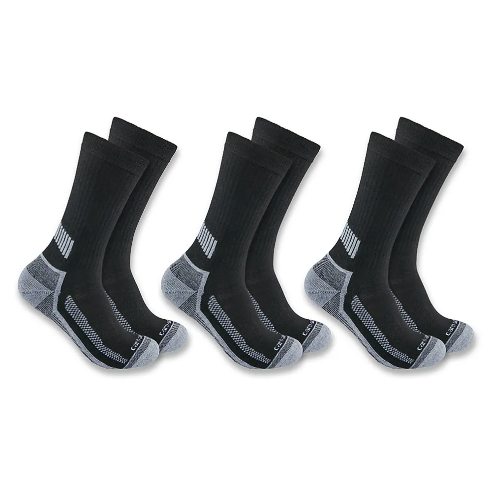 Carhartt Mens Crew 3 pack Socks - SC4223-MBLACK