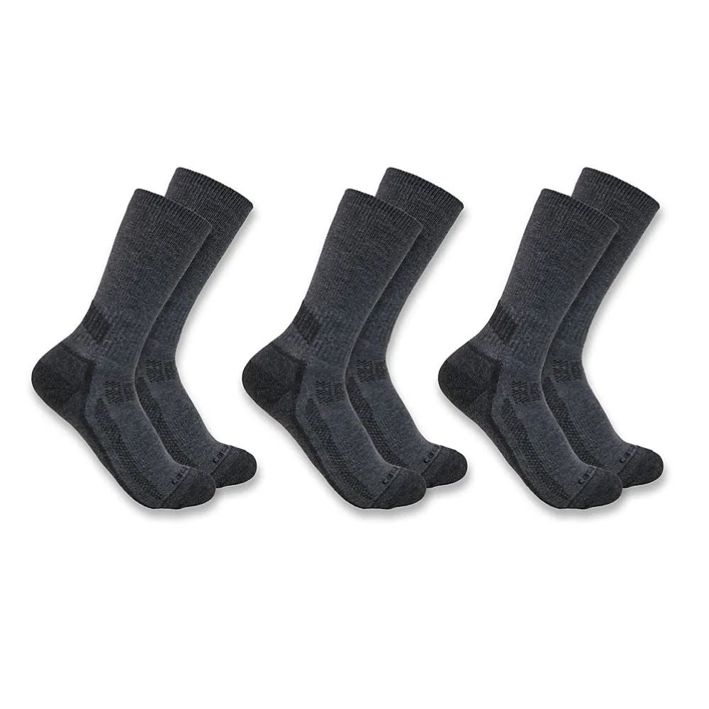 Carhartt Mens Crew 3 pack Socks - SC4223-MCHAR