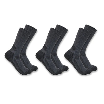 Carhartt Mens Crew 3 pack Socks - SC4223-MCHAR