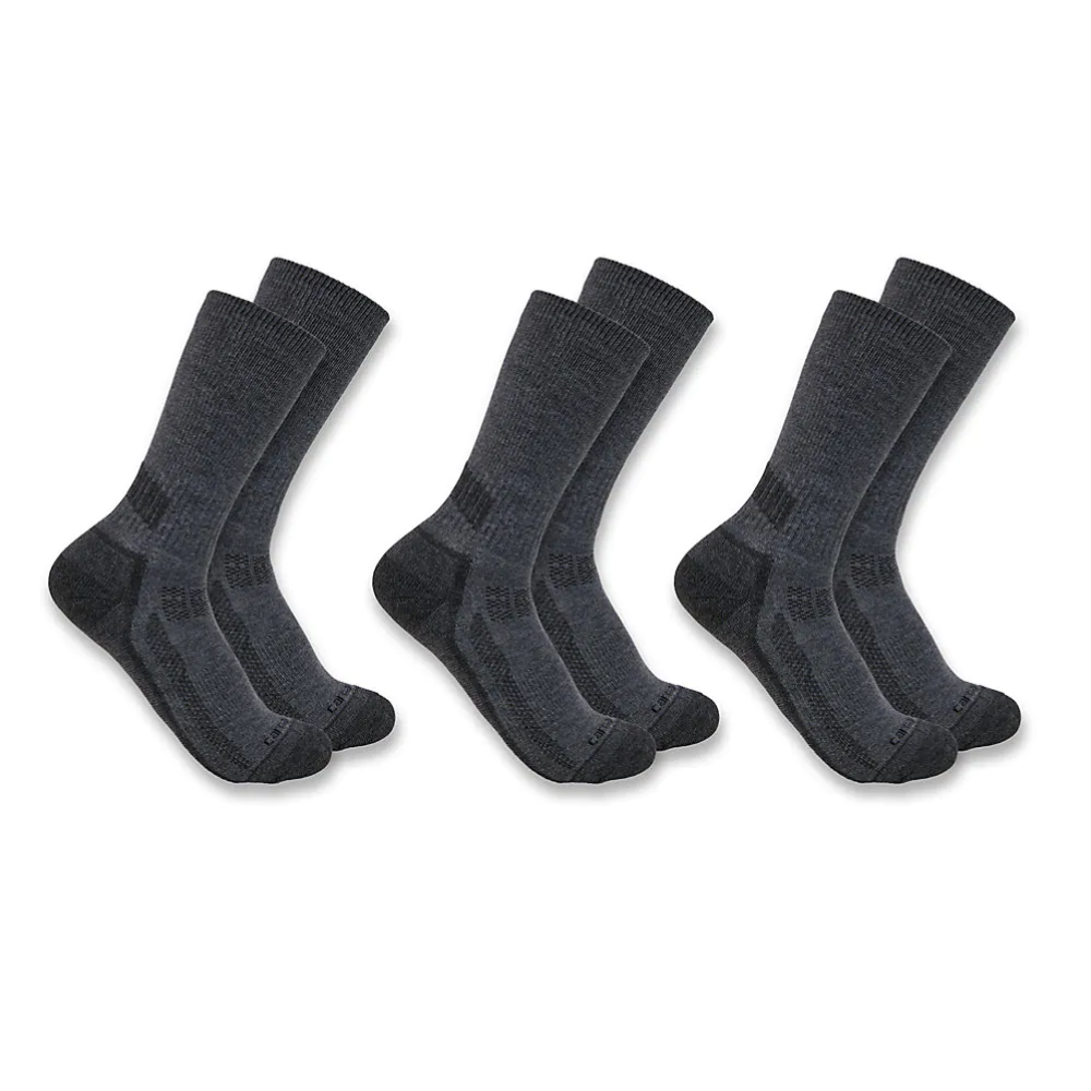 Carhartt Mens Crew 3 pack Socks - SC4223-MCHAR