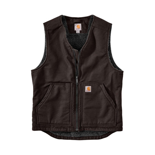 Carhartt Mens Dark Brown Duck Sherpa Vest Shop Online