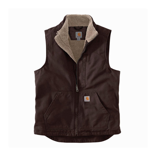 Carhartt Mens Washed Duck Sherpa Lined Vest | Dark Brown