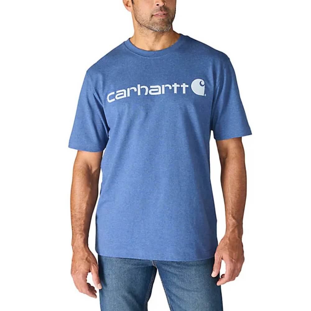 Carhartt Mens Dearborn Loose Logo T-Shirt Dark Tranquil Blue Heather - K195-HT0