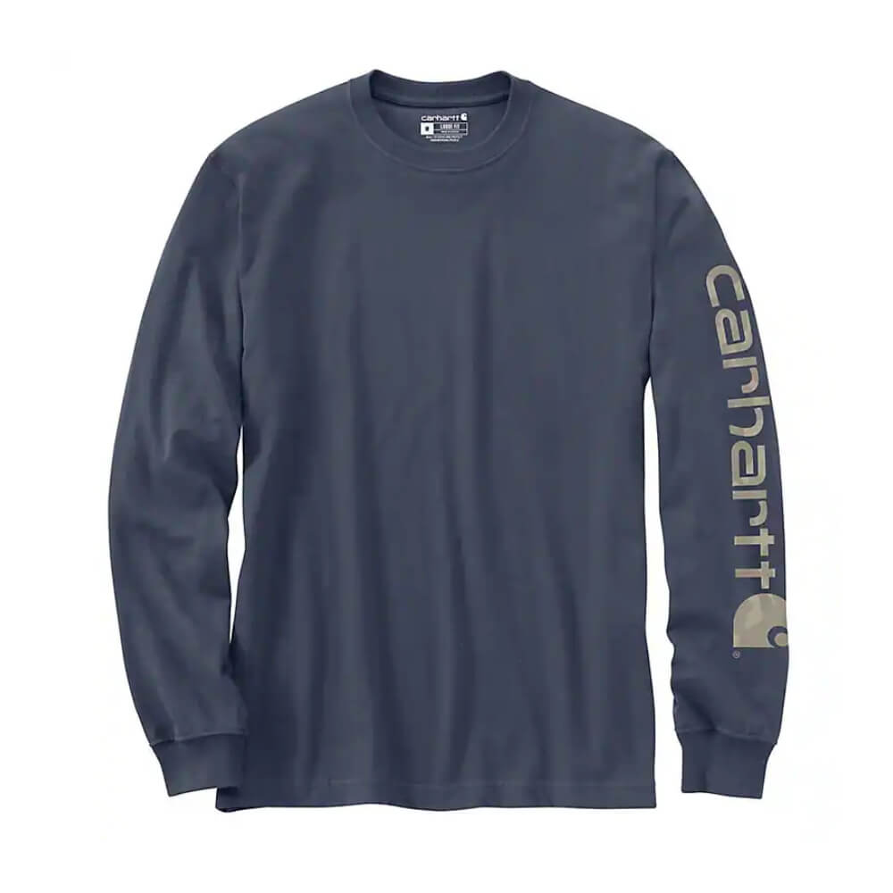 Carhartt Mens Dearborn Loose Long Sleeve Logo T-Shirt Superstorm - K231-HW4