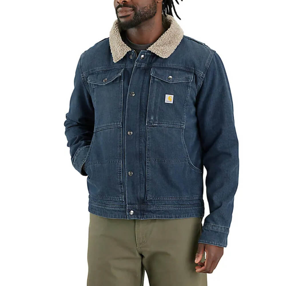 Carhartt Mens Denim Sherpa-Lined Work Jacket Beech - 106323-H87