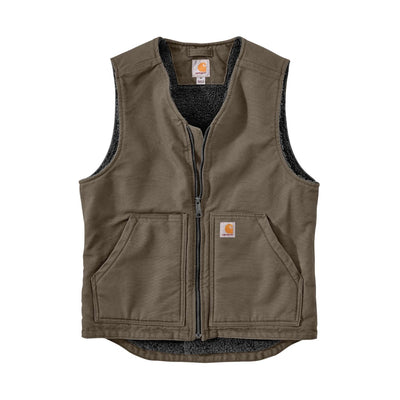 Carhartt Mens Driftwood Relaxed Fit Washed Duck Sherpa Lined Vest