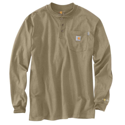 Carhartt Mens FR Flame Resistant Khaki Henley Work T-Shirt - 100237-250