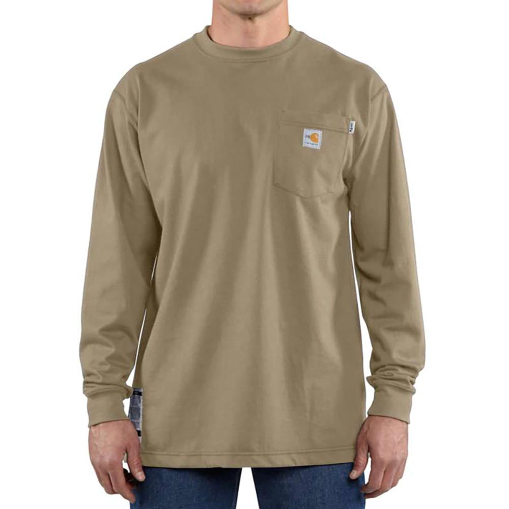 Carhartt Mens FR Work Long Sleeve T-Shirt | Tan | Shop Now