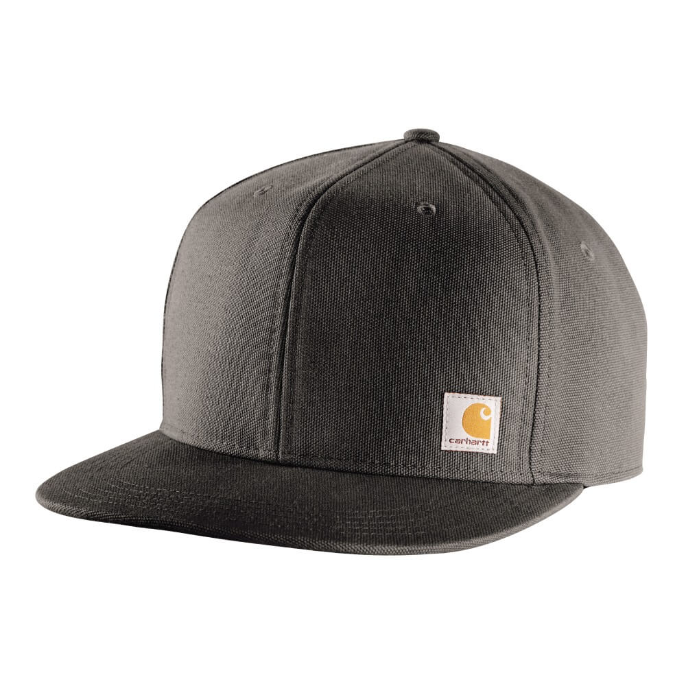 Carhartt Mens Firm Duck Flat Brim Cap Gravel