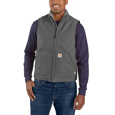 Carhartt Mens Flame-Resistant Duck Sherpa Lined Vest Gravel - 104981-GVL