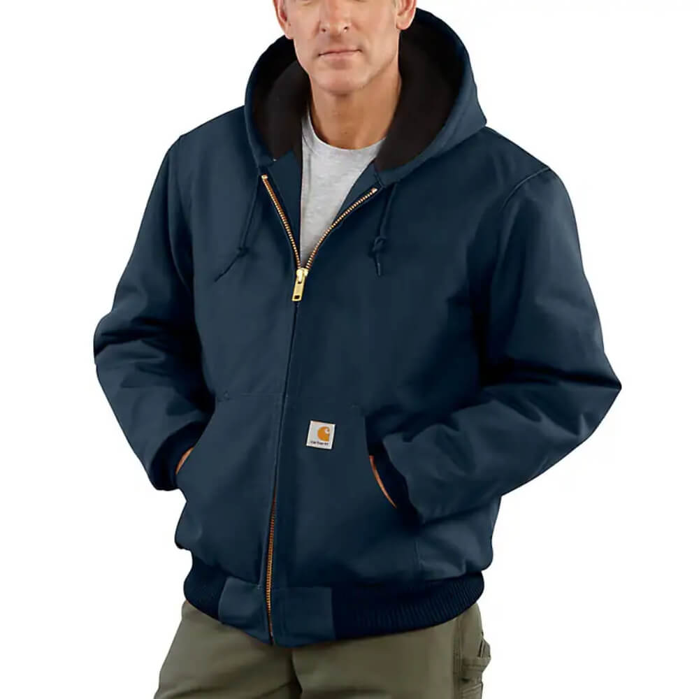 Carhartt Mens Flannel-Lined Active Work Jacket Dark Navy