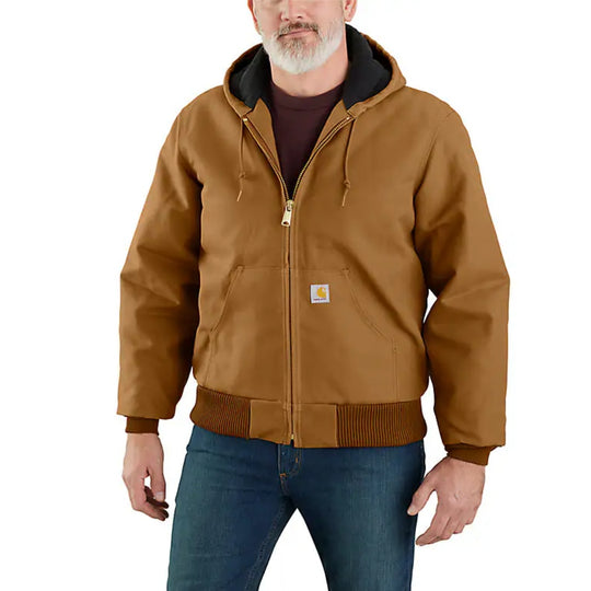 Carhartt Mens Flannel-Lined Hooded Work Jacket | Brown