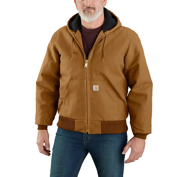 Carhartt Mens Flannel-Lined Hooded Work Jacket | Brown