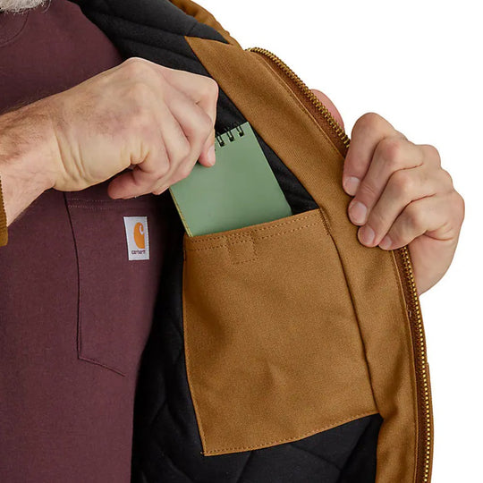 Carhartt Mens Flannel-Lined Hooded Work Jacket | Brown