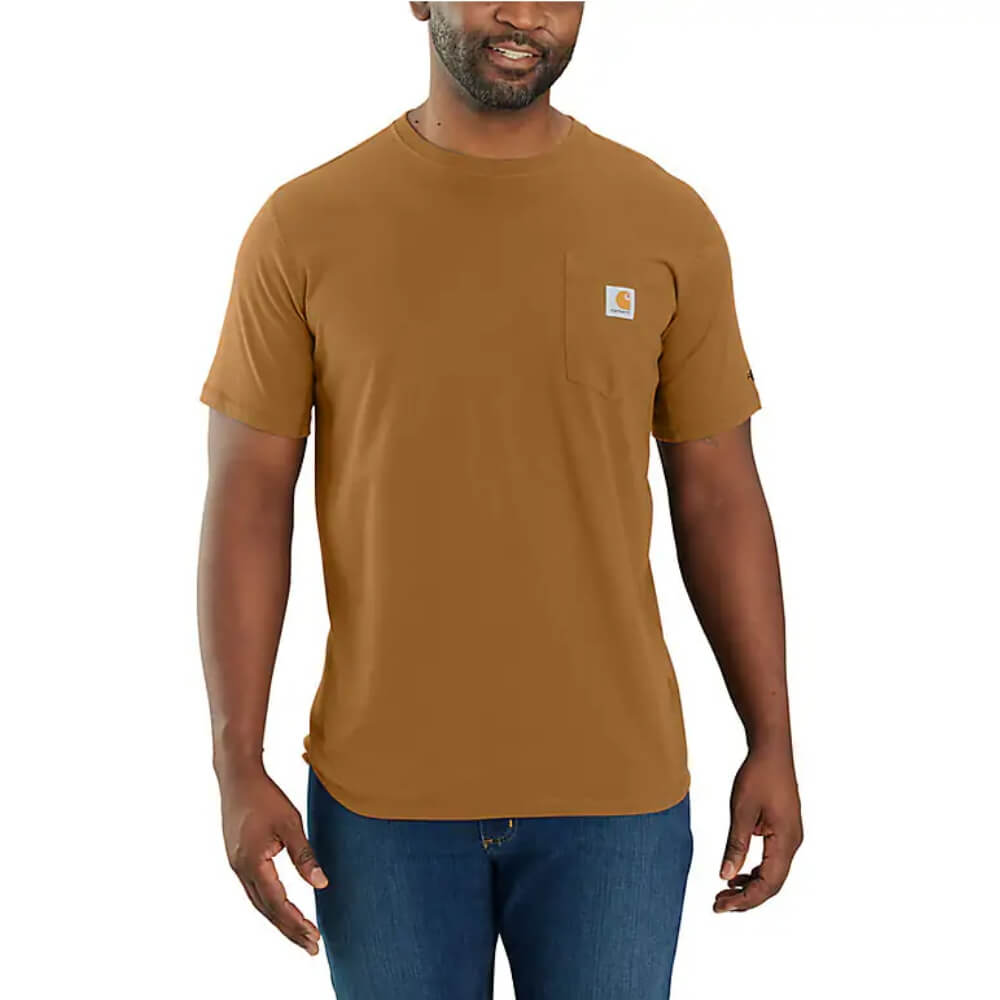 Carhartt Mens Force® Short-Sleeve Pocket T-Shirt Brown