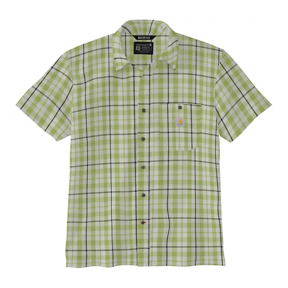 Carhartt Mens Force Sun Defender Plaid Shirt Algae Green