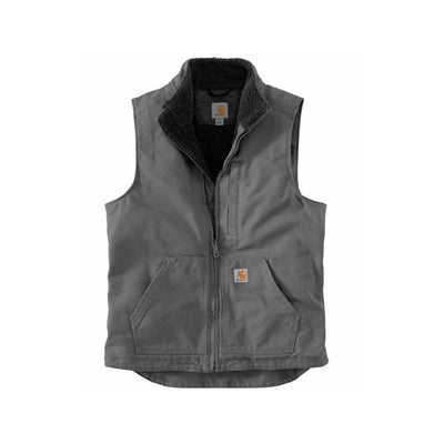 Carhartt Mens Gravel Washed Duck Sherpa Lined Mock Work Vest - 104277-GVL