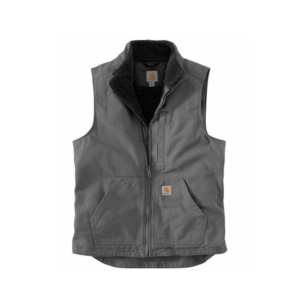 Carhartt Mens Gravel Washed Duck Sherpa Lined Vest | Gravel