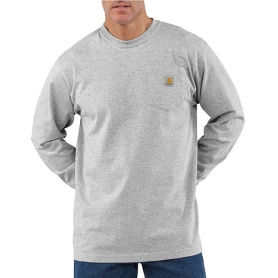 Carhartt Mens Grey Long Sleeve Pocket Work T-Shirt - K126-HGY