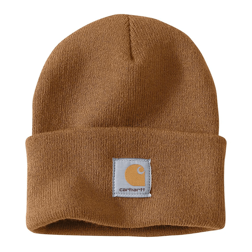 Carhartt Mens Knit Cuffed Work Beanie Solid Brown