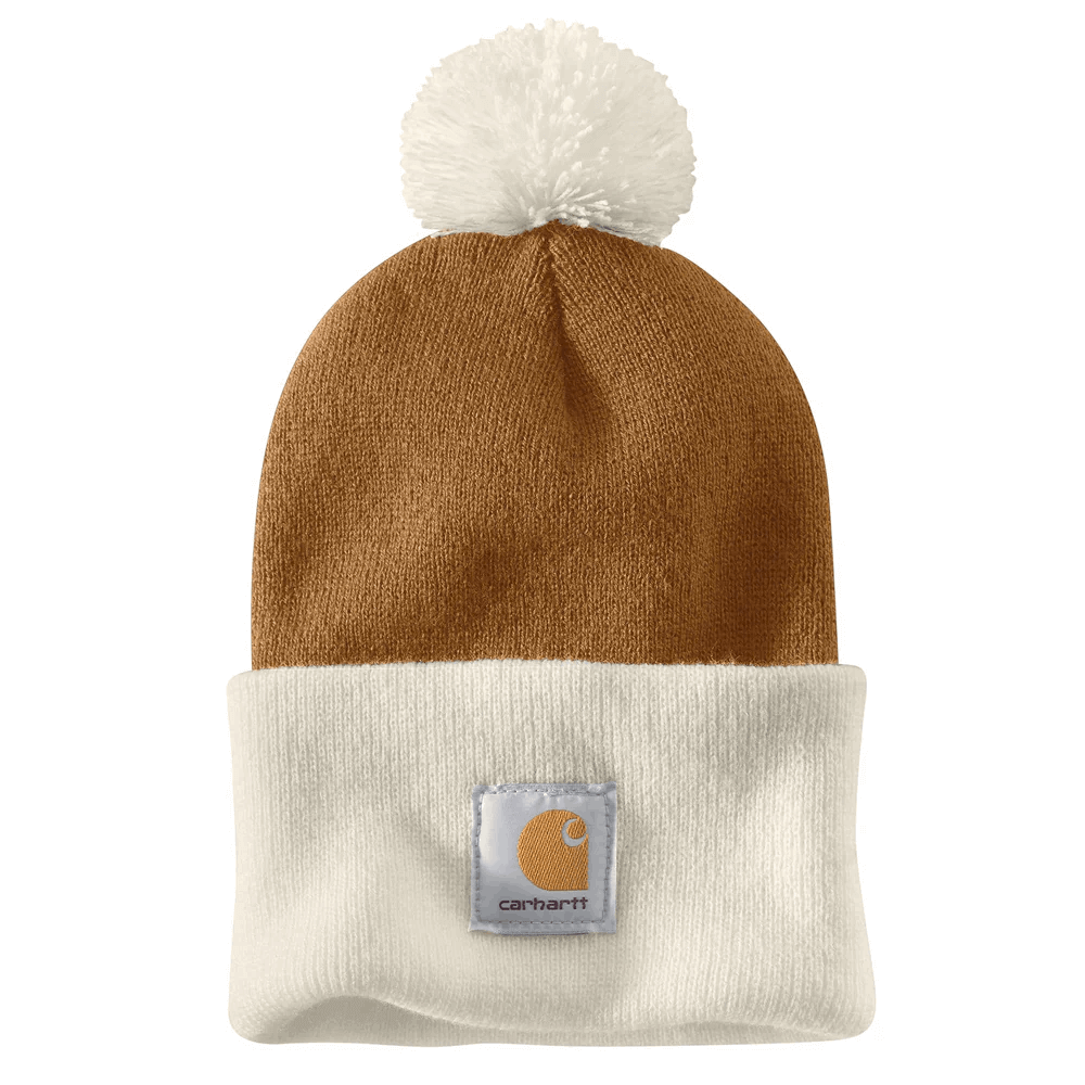 Carhartt Mens Knit Pom Cuffed Beanie Carhartt Brown