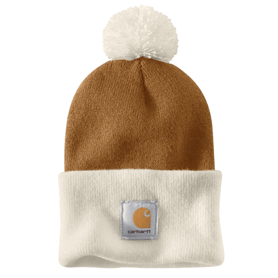Carhartt Mens Knit Pom Cuffed Beanie Carhartt Brown