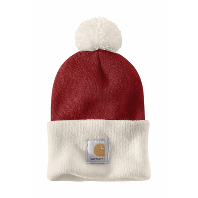 Carhartt Mens Knit Pom Cuffed Beanie Crab Apple