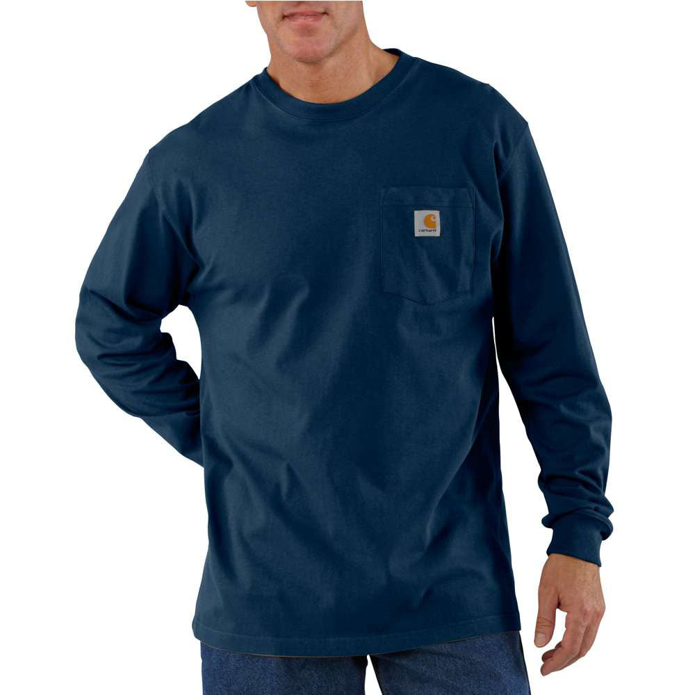 Carhartt Mens Large Navy Cotton Long-Sleeve Work T-Shirt - K126-NVY