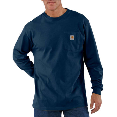Carhartt Mens Large Navy Cotton Long-Sleeve Work T-Shirt - K126-NVY
