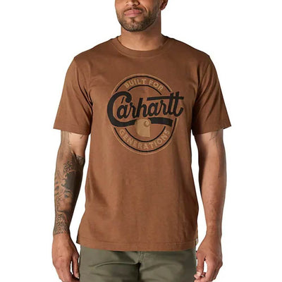 Carhartt Mens Lightweight Script Graphic T-Shirt Red Duck Heather
