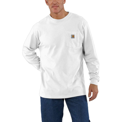 Carhartt Mens Long Sleeve Pocket Work T-Shirt - K126-WHT