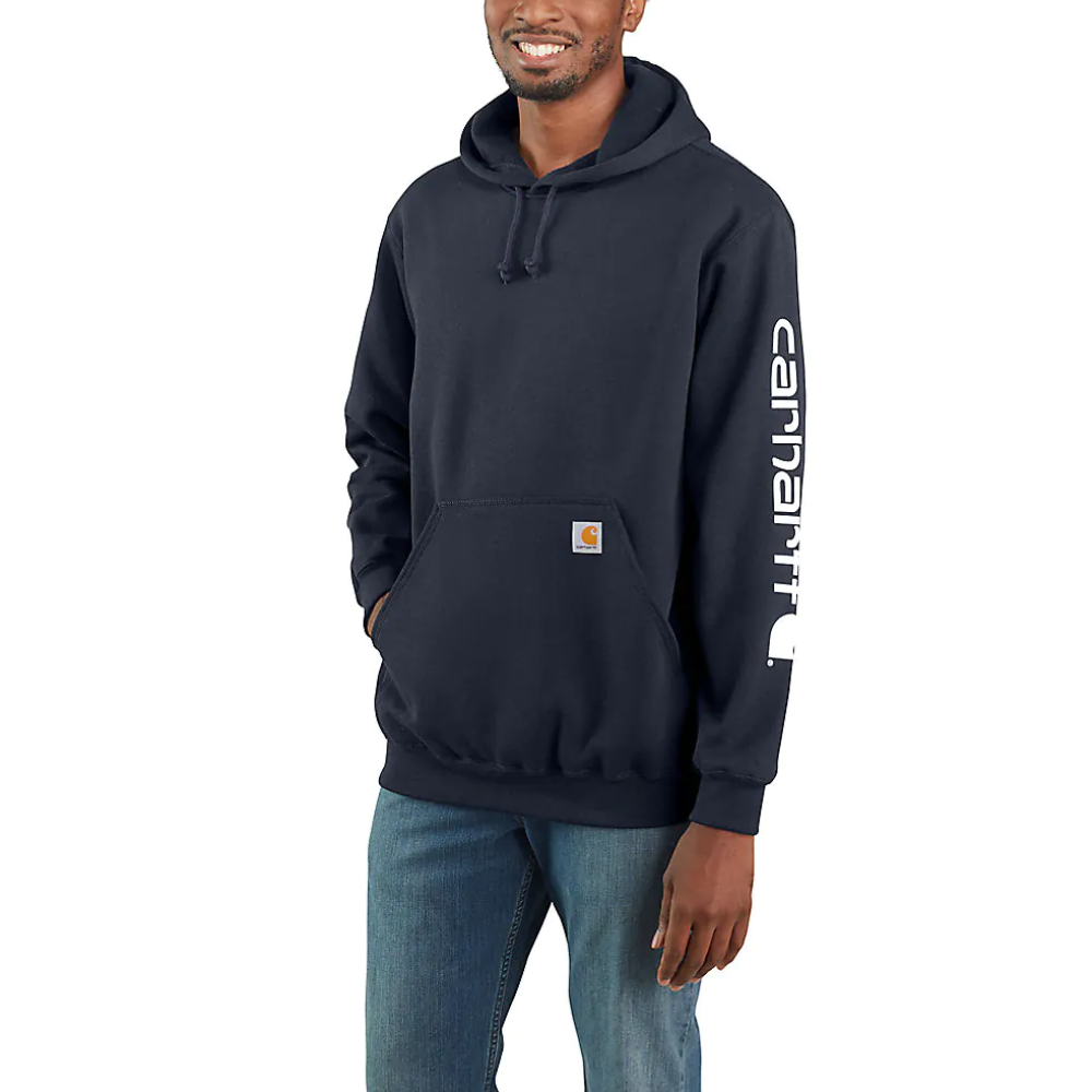 Carhartt Mens Loose Fit Graphic Work Hoodie Navy