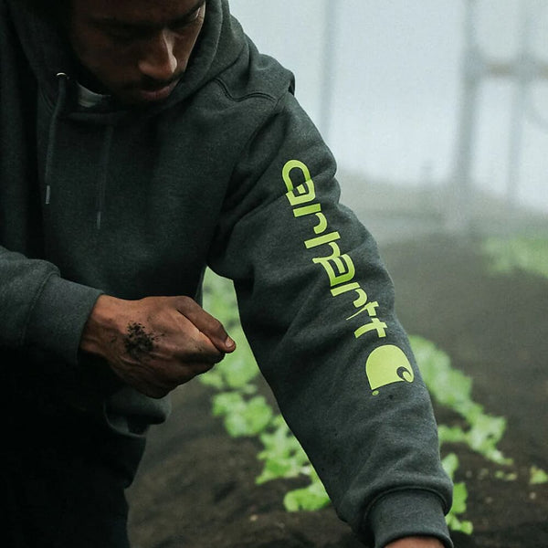 Carhartt Mens Loose Fit Graphic Work Hoodie | Carbon Heather