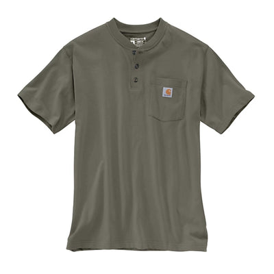 Carhartt Mens Loose Fit Heavyweight Pocket Henley T-Shirt Dusty Olive