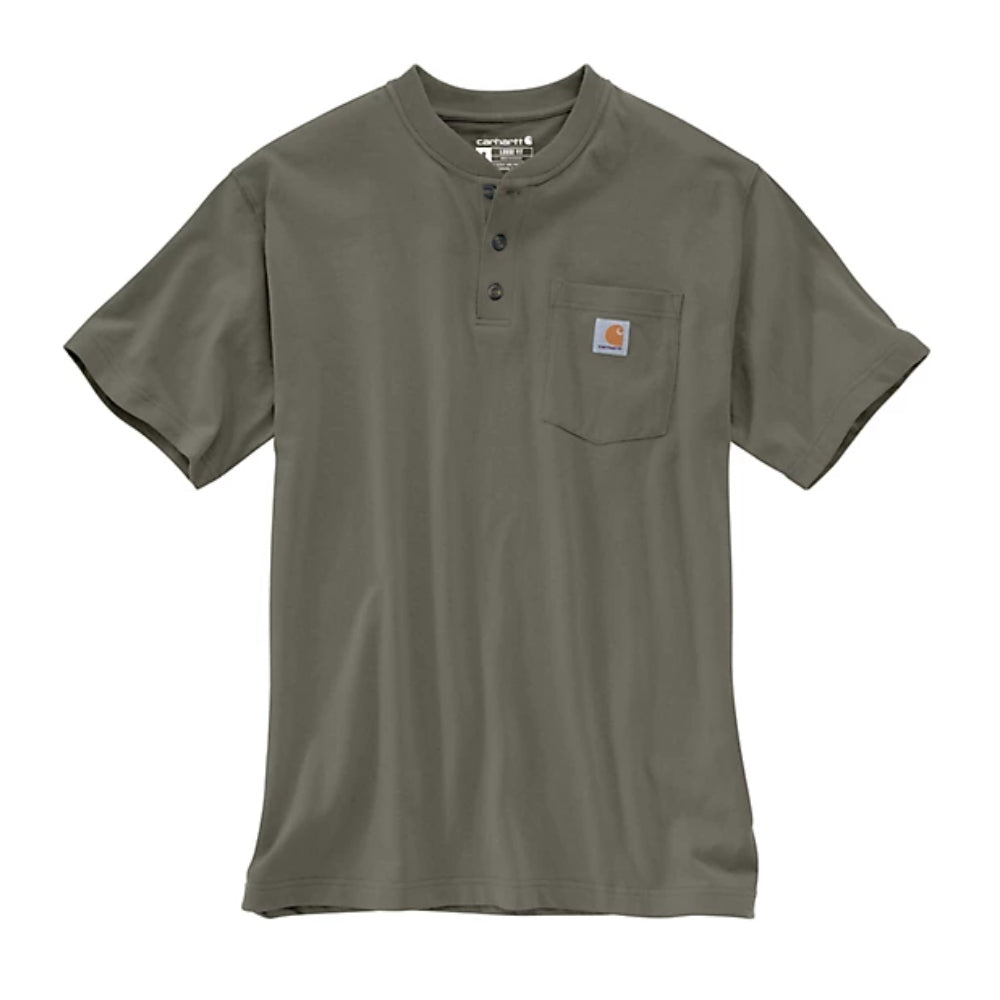 Carhartt Mens Loose Fit Heavyweight Pocket Henley T-Shirt Dusty Olive