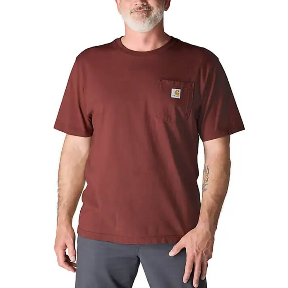 Carhartt Mens Loose Fit Pocket T-Shirt Dark Spice Red - K87-RD6