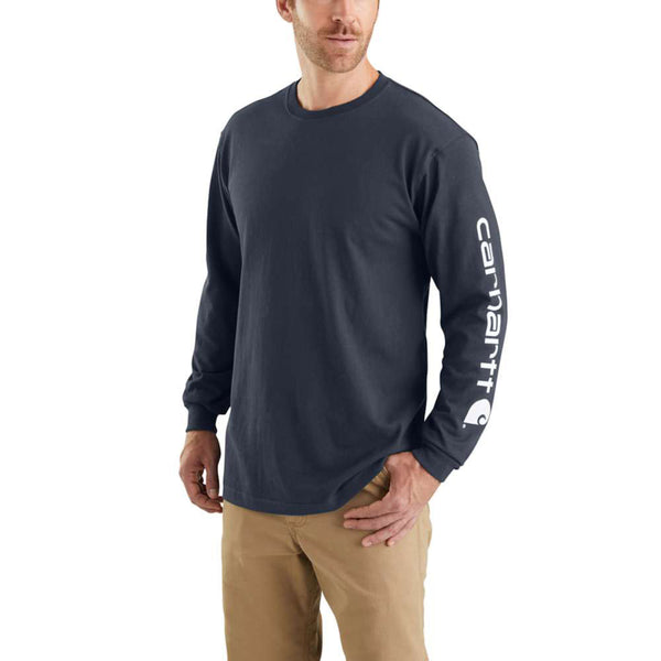 Carhartt Mens Long Sleeve Graphic Logo T-Shirt | Navy