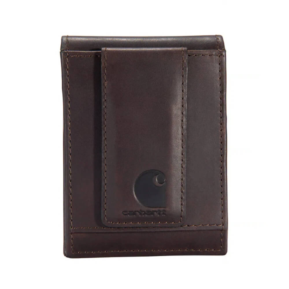 Carhartt Mens Oil Tan Leather Front Pocket Wallet Dark Brown - B0000656-201