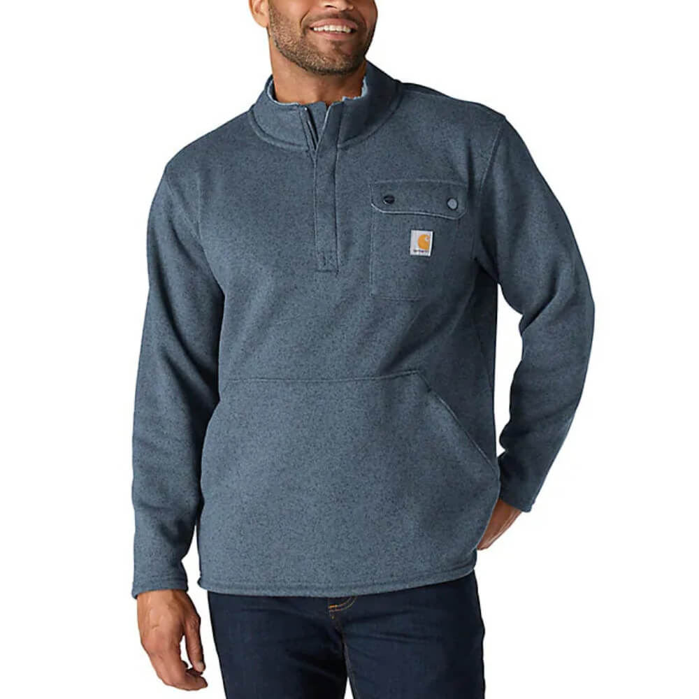 Carhartt Mens Quarter-Zip Pocket Sweater Fleece Faded Navy
