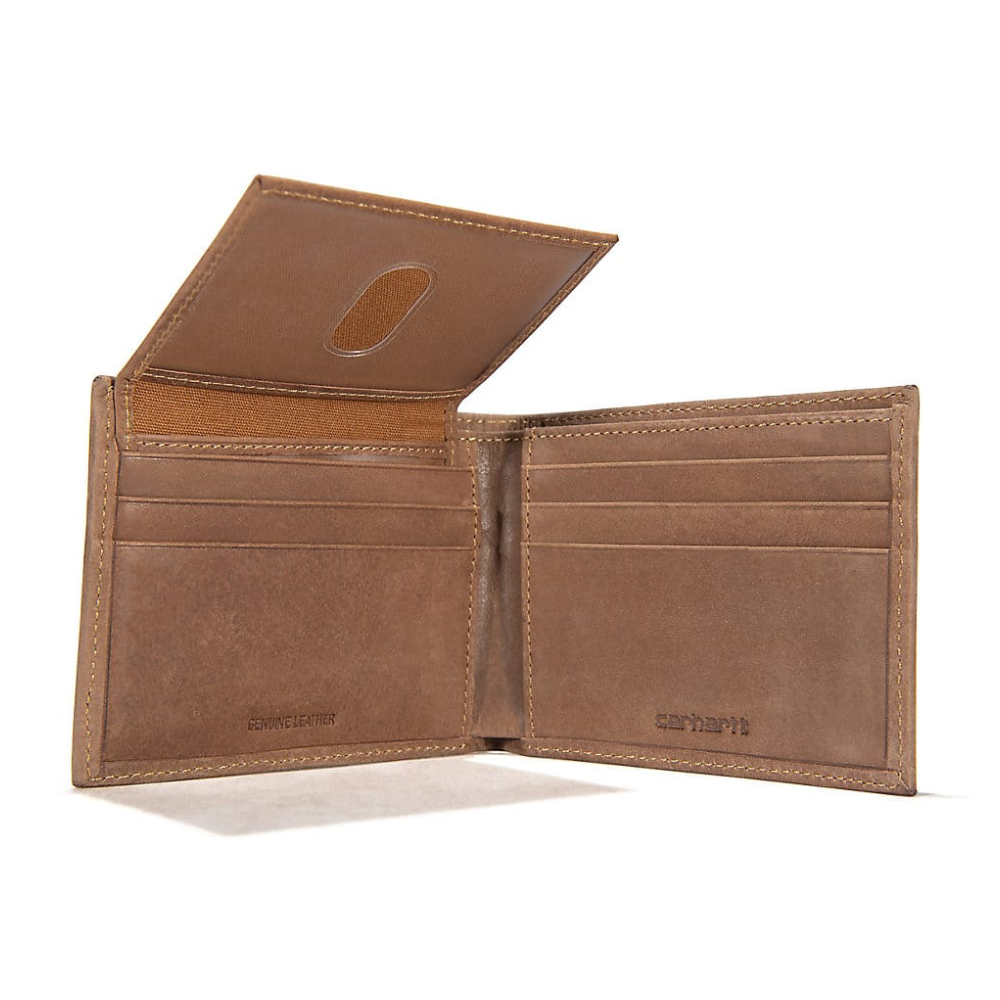 Carhartt Mens Saddle Leather Bifold Wallet Brown
