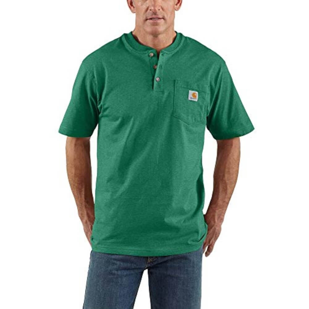 Carhartt Mens Short-Sleeve Pocket Henley T-Shirt North Woods - K84-G55