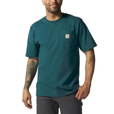 Carhartt Mens Short-Sleeve Pocket T-Shirt Greenstone Heather
