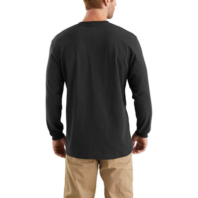 Carhartt Mens Tall Large Black Cotton Long-Sleeve Work T-Shirt - K231-BLK