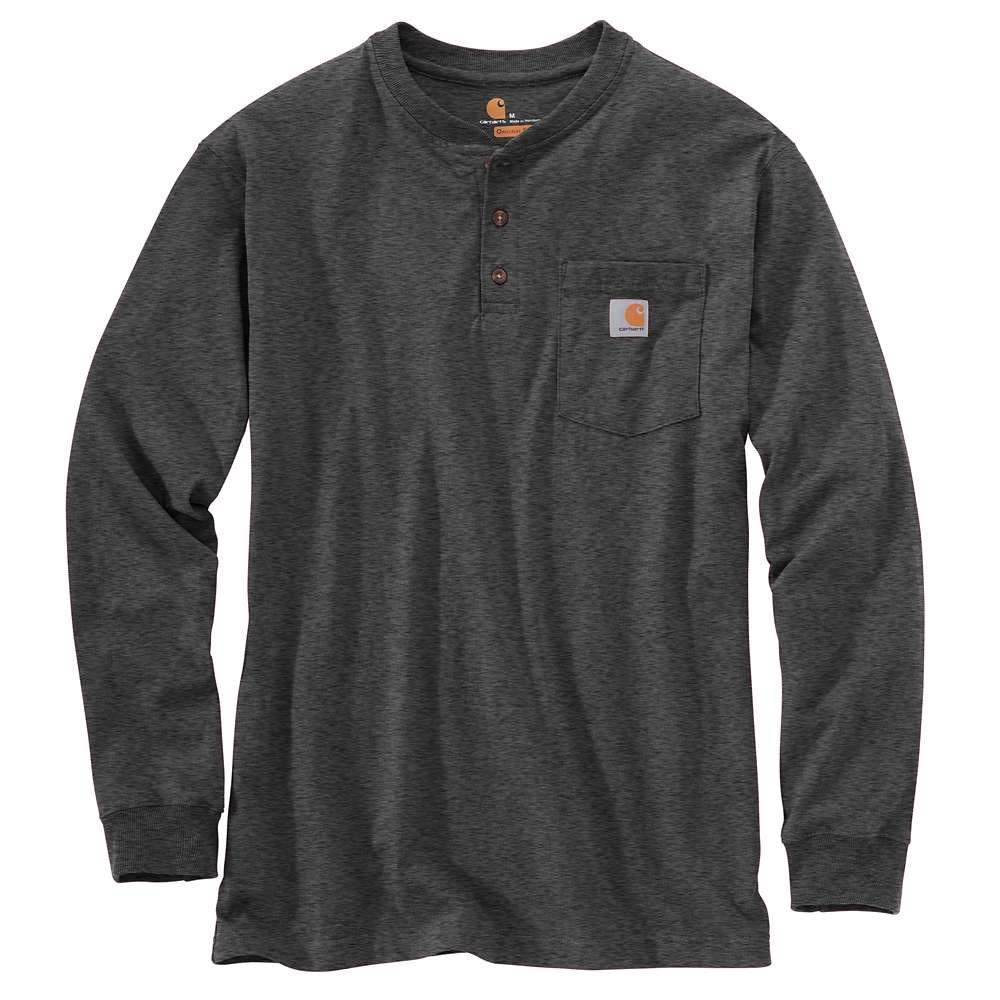 Carhartt Mens Workwear Pocket Long Sleeve Henley Work T-Shirt - K128-NVY