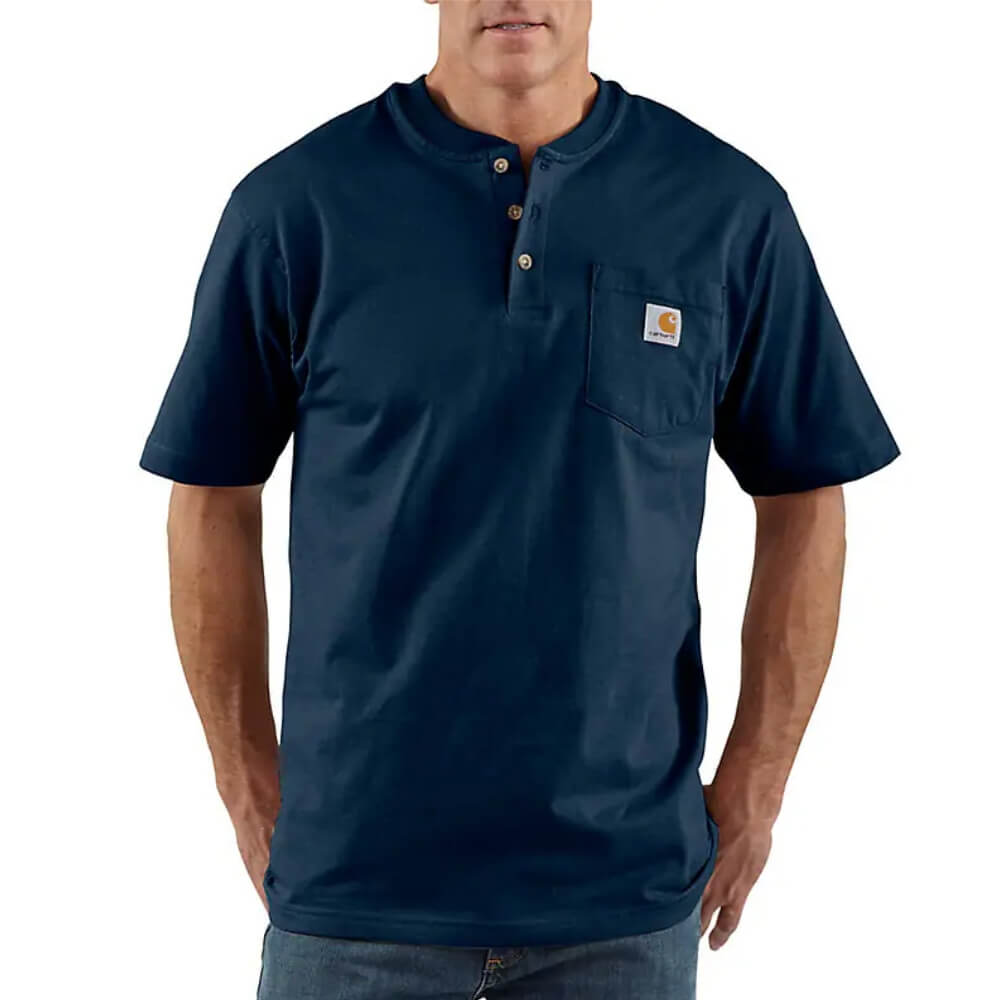 Carhartt Mens Workwear Pocket Short Sleeve Henley - K84-NVY