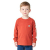 Carhartt Toddler Boys Long Sleeve Pocket Logo T-Shirt Homestead Red (Sizes: 2T-4T) - CA6884-RG0
