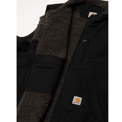 Carhartt Mens Black Washed Duck Sherpa Lined Mock Vest