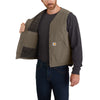 Carhartt Mens Driftwood Relaxed Fit Washed Duck Sherpa Lined Vest