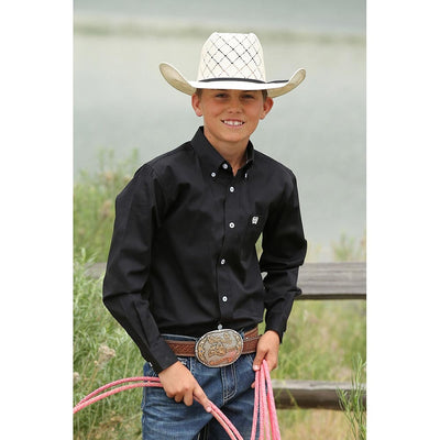 Cinch Boys Black Long Sleeve Button Down Shirt - MTW7060027-BLK