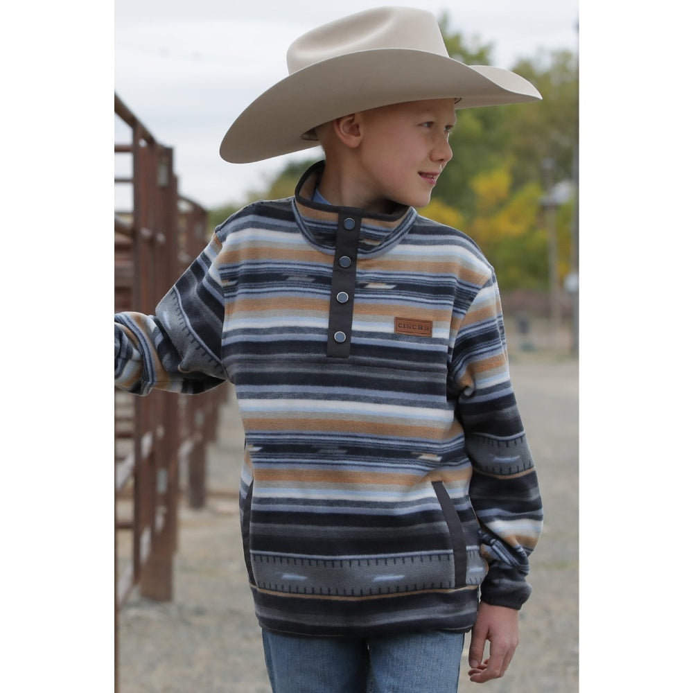 Cinch Boys Black/Gray/Tan Fleece Pullover